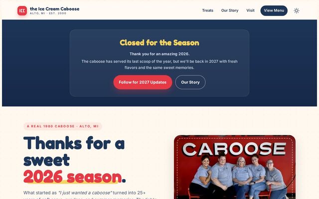 Ice Cream Caboose homepage